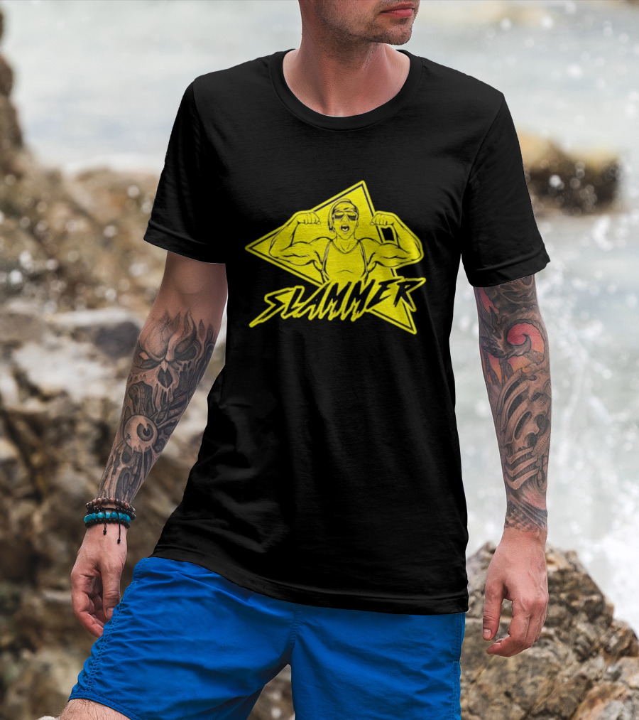 Slammer Muscle Man Headband Sunglasses Flexing Pose T-Shirt