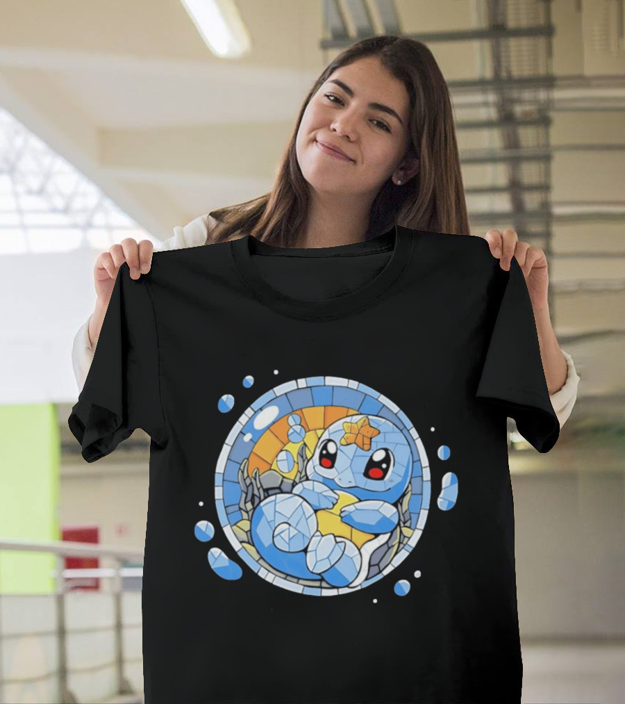 Squirtle Stained Glass Window Pokemon T-Shirt
