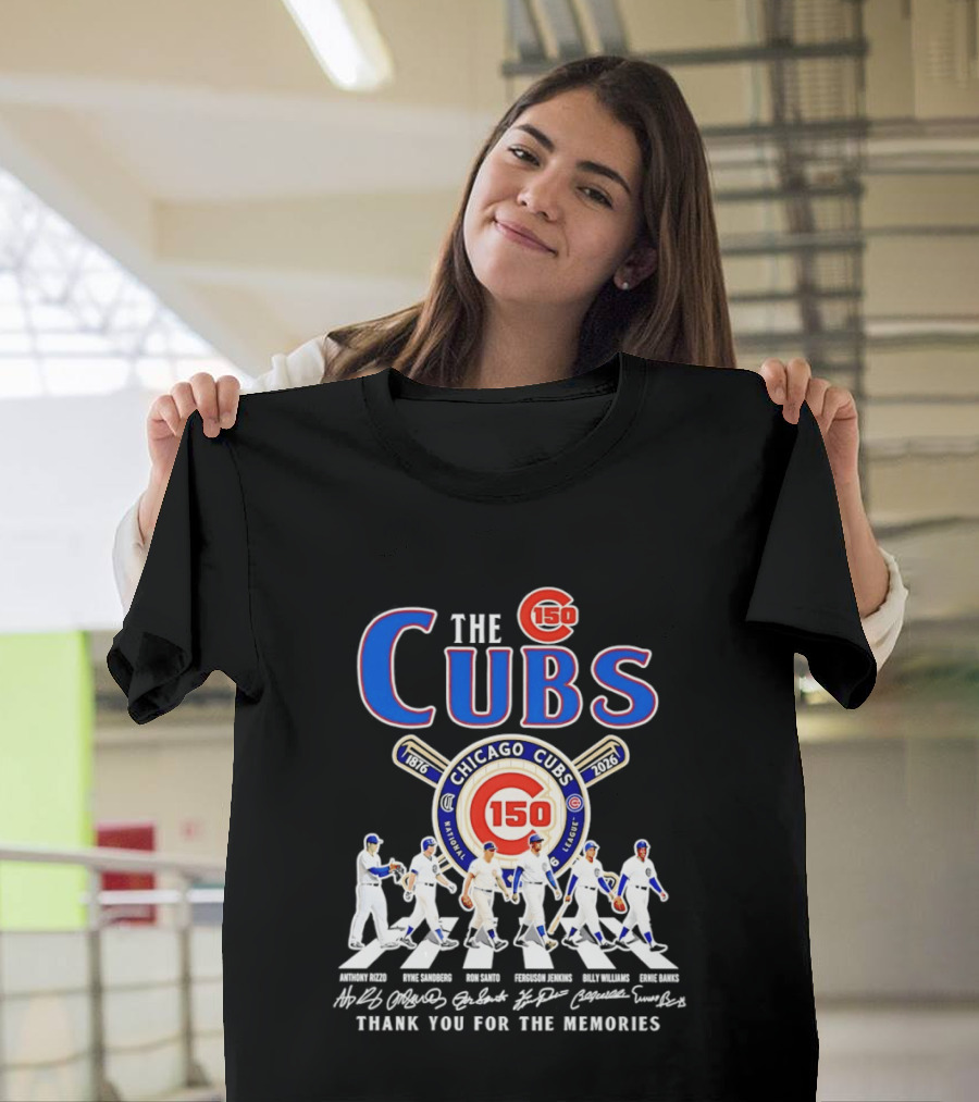 Chicago Cubs 150th Anniversary Thank You For The Memories Signatures T-Shirt