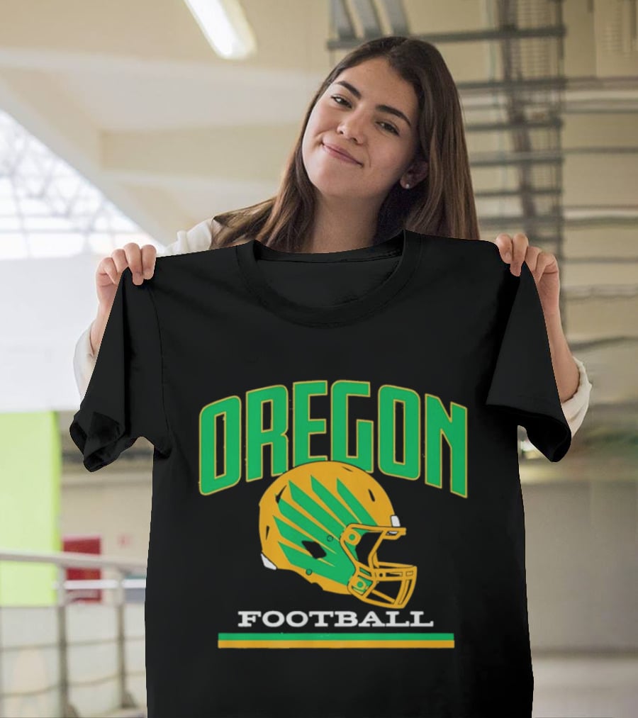 Oregon Football Green Yellow Helmet Iconic Team T-Shirt
