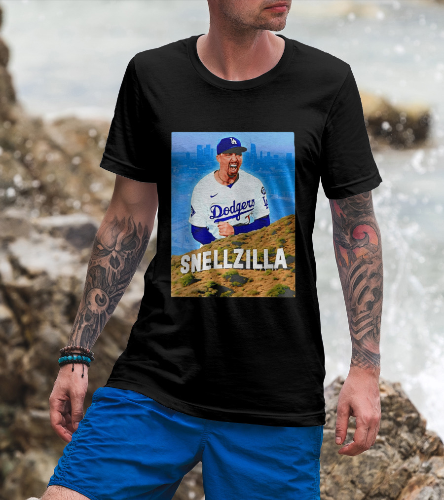 Blake Snell La Dodgers Snellzilla Los Angeles Skyline T-Shirt