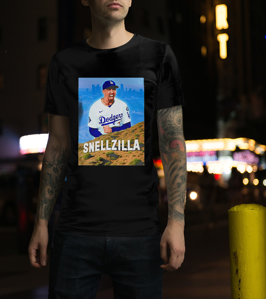 Blake Snell La Dodgers Snellzilla Los Angeles Skyline T-Shirt