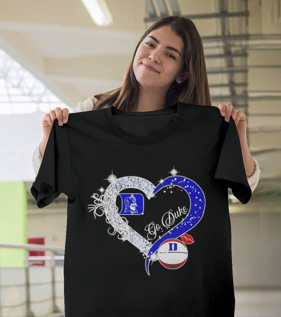 Diamond Heart Duke Blue Devils Basketball Fan Spirit T-Shirt