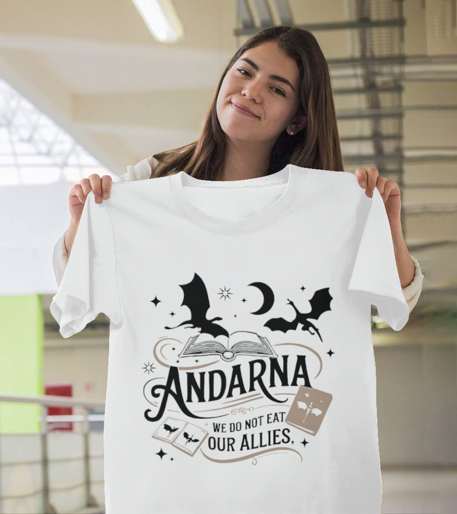 Andarna We Do Not Eat Our Allies Dragon Book Cards Night Sky T-Shirt