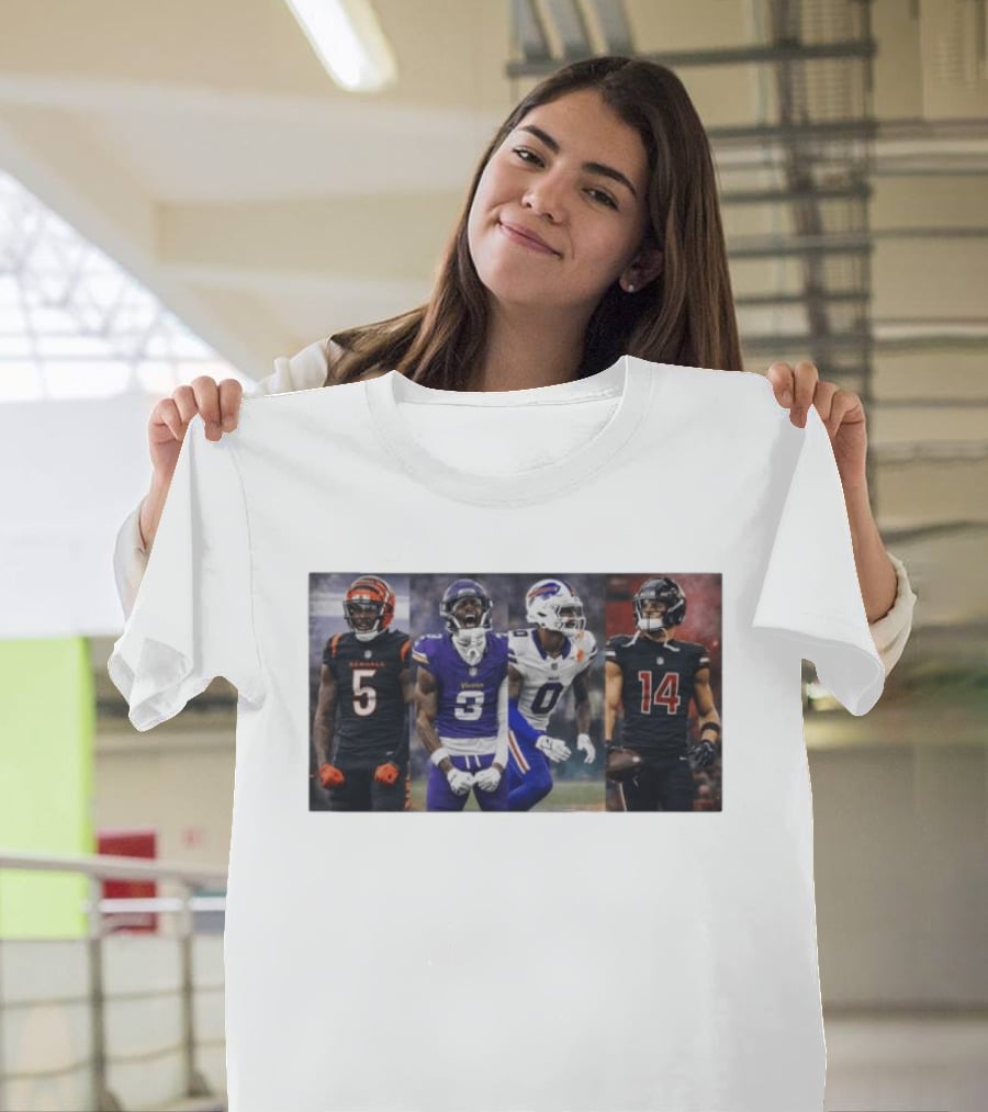 Bengals Vikings Bills Falcons Buckeyes Football Players NFL Collage T-Shirt