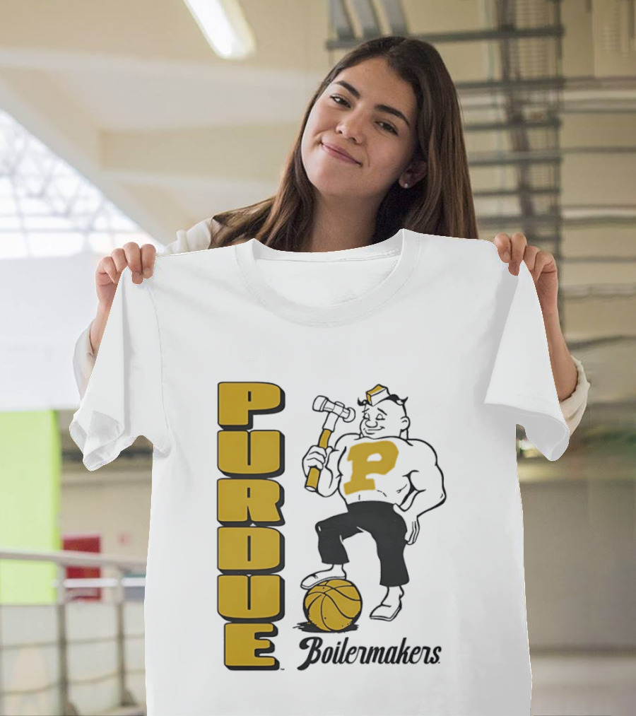 Purdue Boilermakers Basketball Hammer 1970s Retro Team T-Shirt