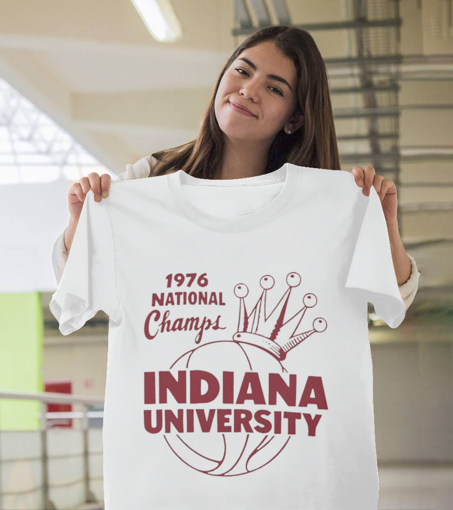 Indiana University 1976 National Champs Basketball Crown T-Shirt