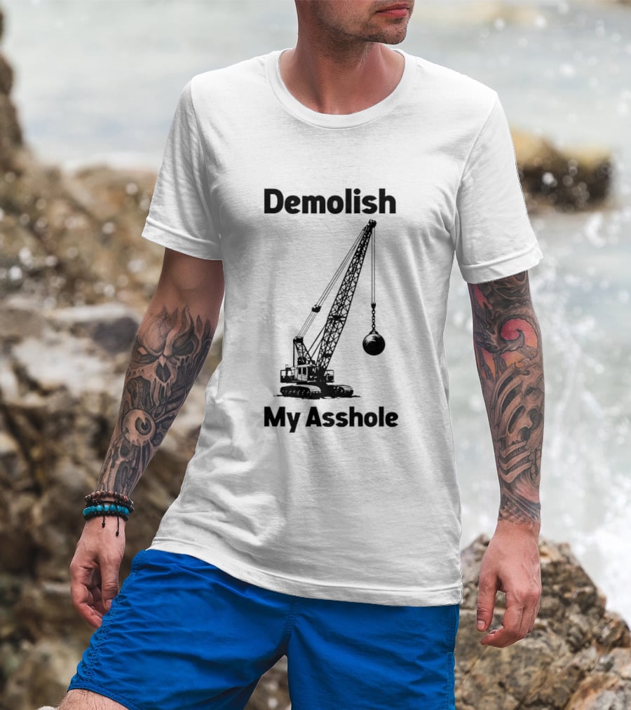 Demolish My Asshole Wrecking Ball Joke Humor T-Shirt