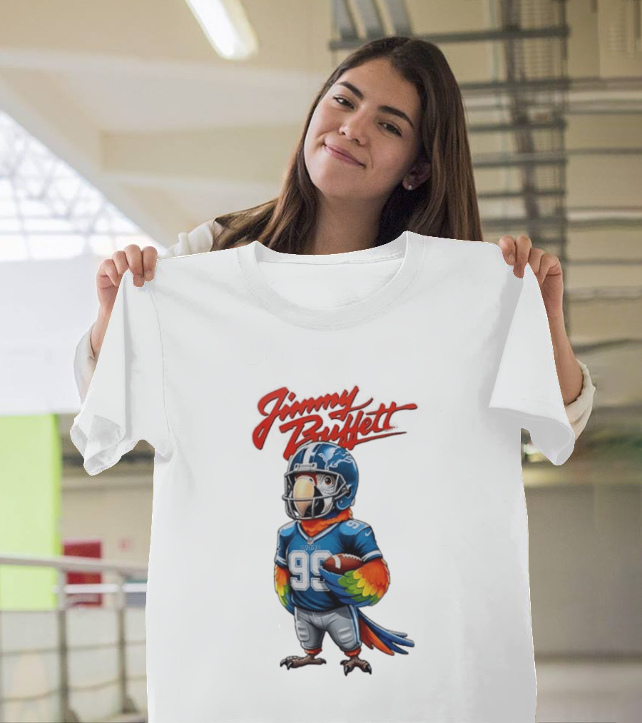 Jimmy Buffett Detroit Lions Parrot 99 Football Team Spirit T-Shirt