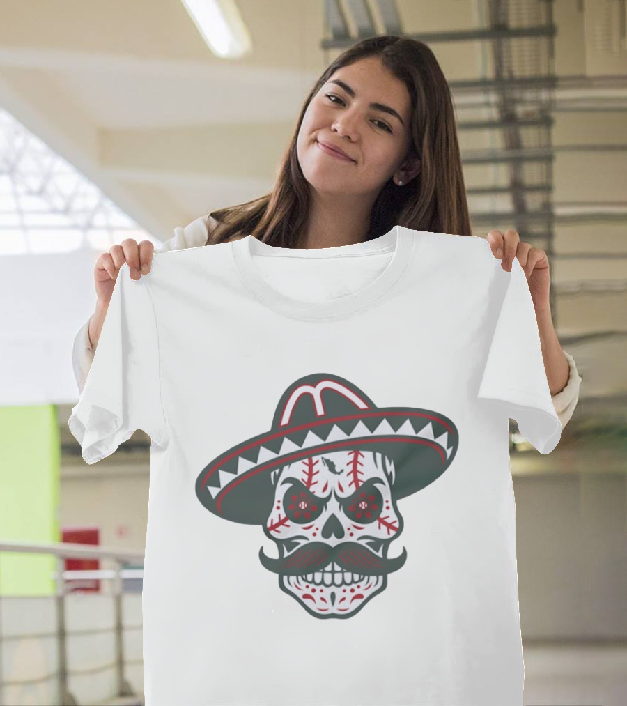 Skull Calaveras Mexico Sombrero Sugar Skull Baseball T-Shirt