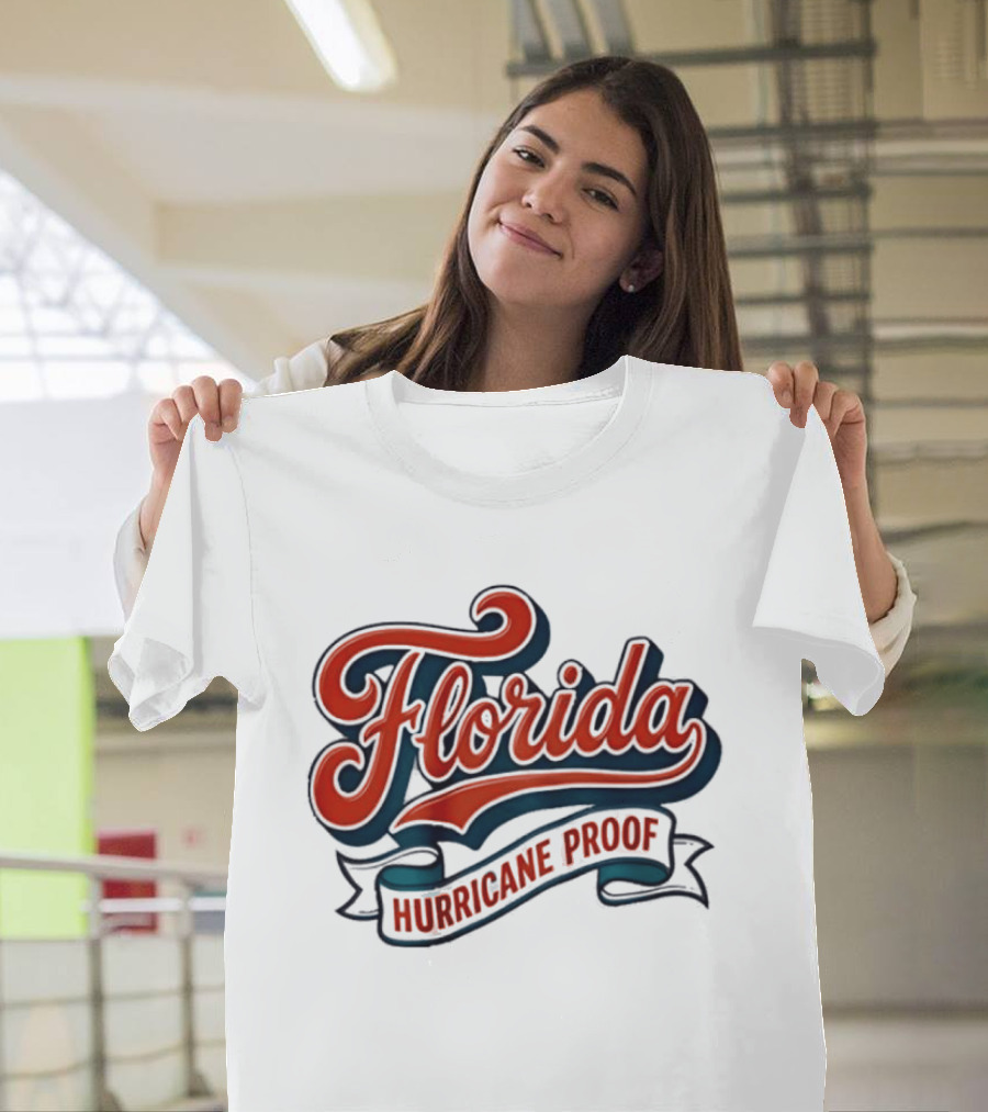 Florida Hurricane Proof Script Ribbon T-Shirt