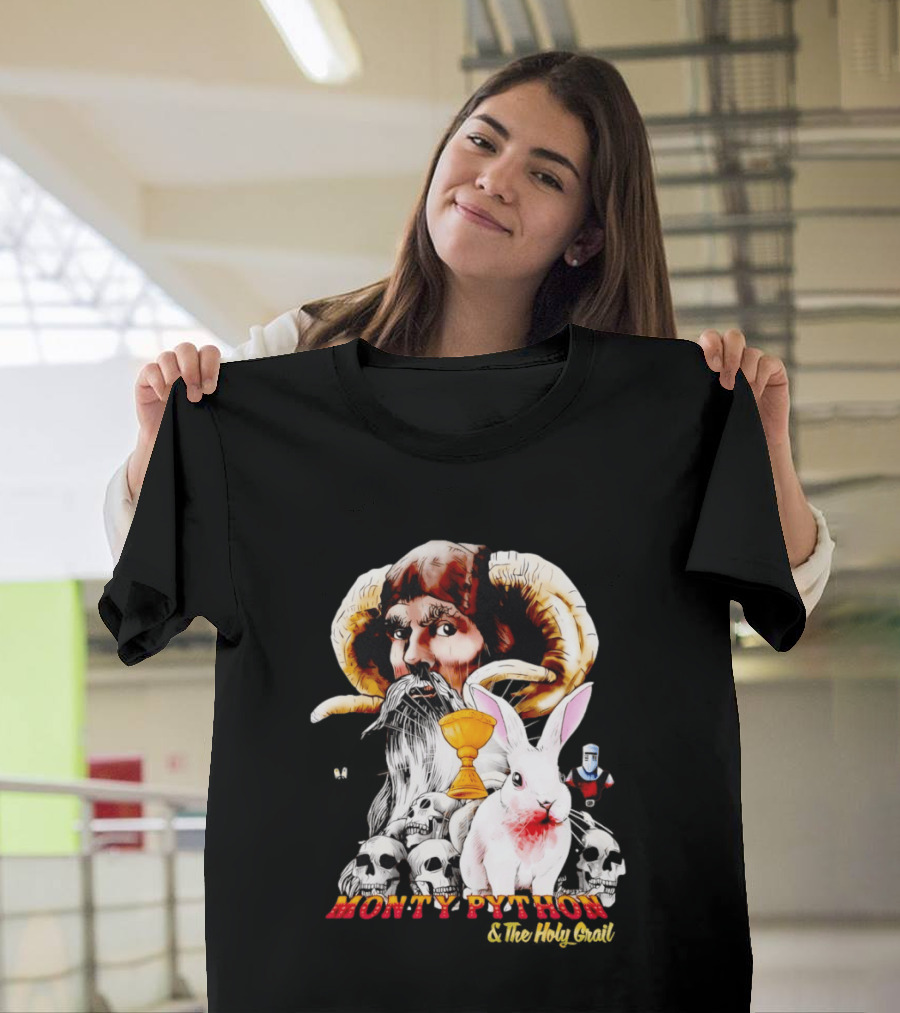 Monty Python And The Holy Grail Tim The Enchanter Killer Rabbit Grail Skulls T-Shirt