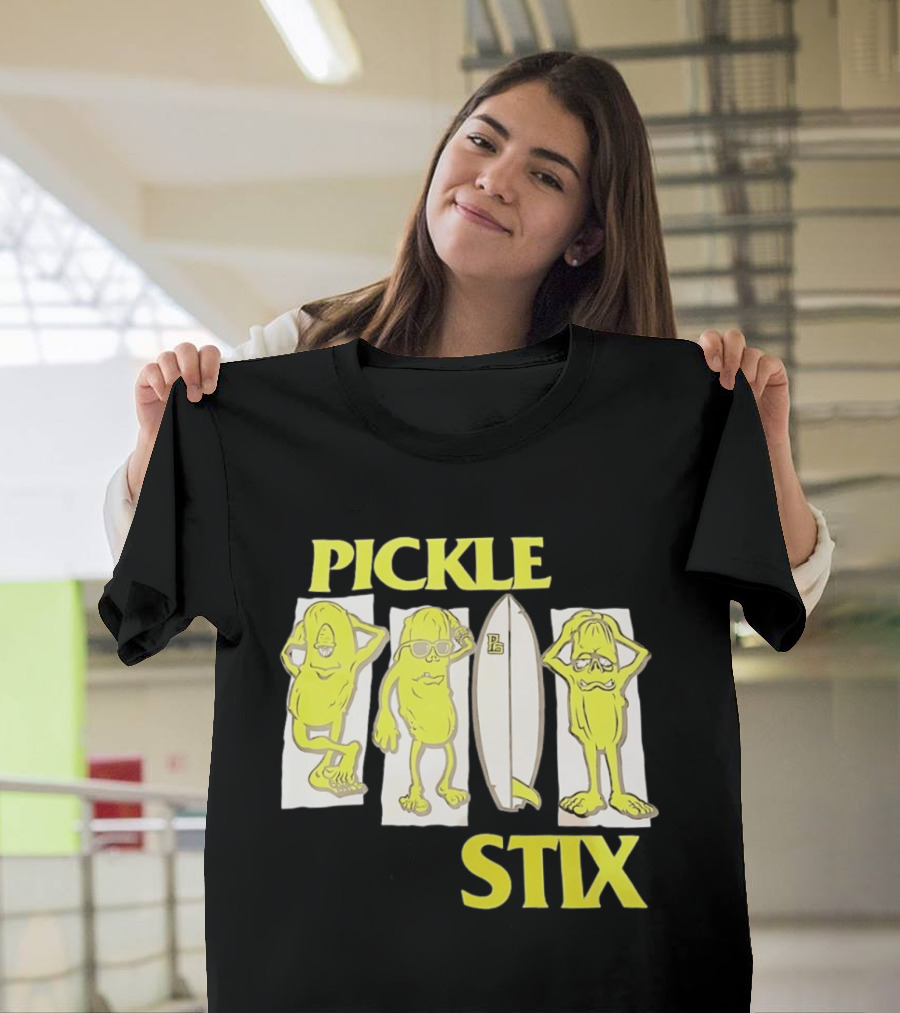 Pickle Stix Surfboard Vacation Characters T-Shirt