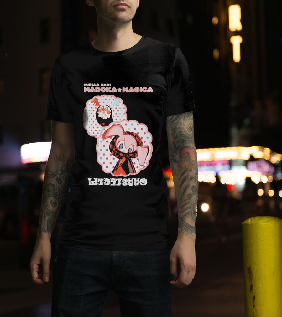 Puella Magi Madoka Magica Cute Kawaii Kyubey Quilt T-Shirt