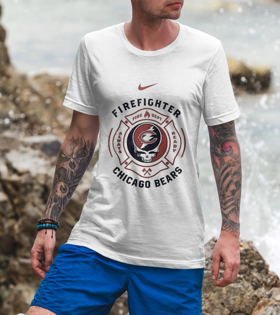 Nike Firefighter Chicago Bears Grateful Dead Collaboration T-Shirt