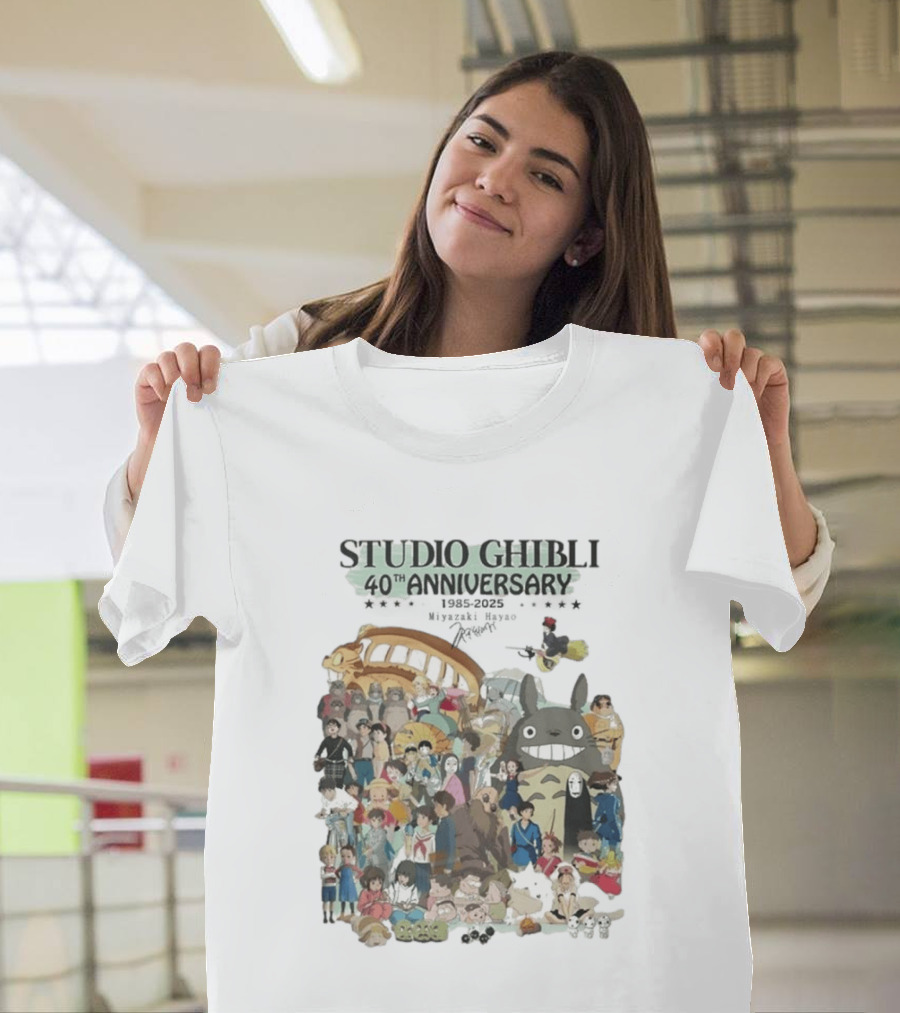 Studio Ghibli 40th Anniversary 1985 2025 Miyazaki Hayao Totoro Spirited Away Characters T-Shirt