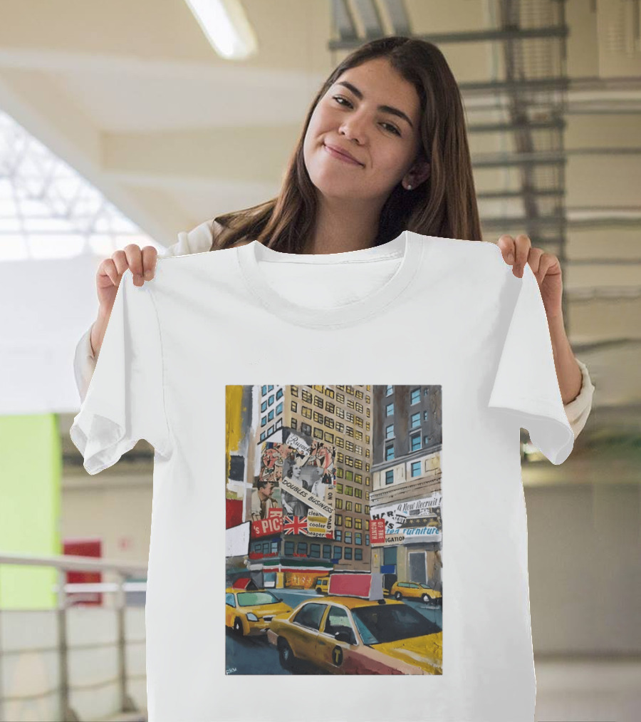 New York City Times Square Taxi Doubles Business British Flag T-Shirt