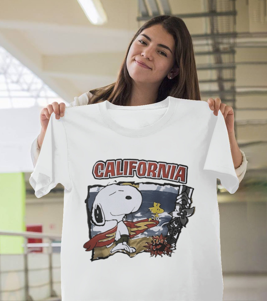 California Snoopy Woodstock Surf Sun Fun T-Shirt