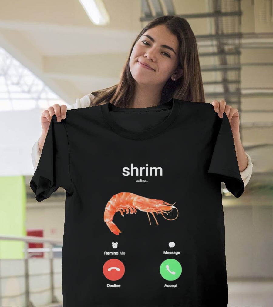 Shrim Phone Call User Interface Prank Joke Prawn Shrimp Emoji T-Shirt