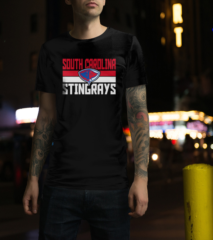 South Carolina Stingrays Hockey Team Logo Bold Red Blue White T-Shirt