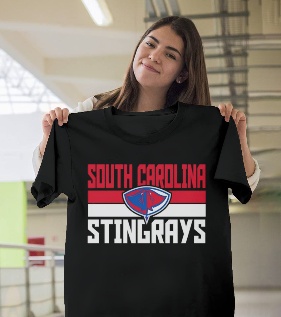South Carolina Stingrays Hockey Team Logo Bold Red Blue White T-Shirt