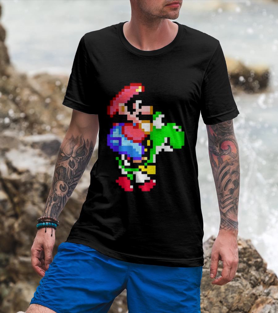 Mario And Yoshi Super Mario World Pixel T-Shirt