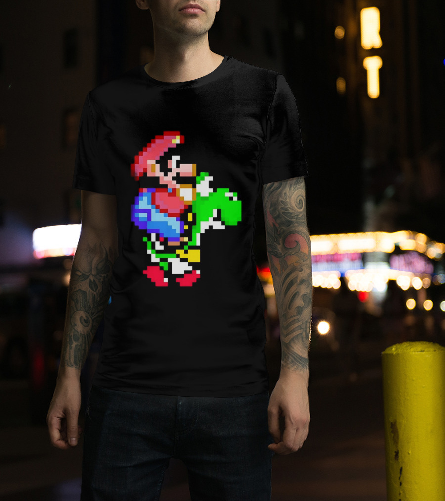 Mario And Yoshi Super Mario World Pixel T-Shirt