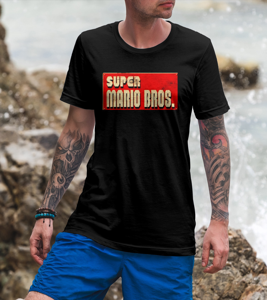 Super Mario Bros Iconic Title Sign T-Shirt