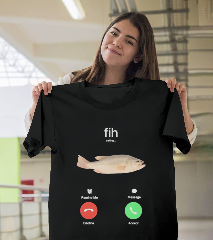 Fish Phone Call Funny User Interface Comedy T-Shirt