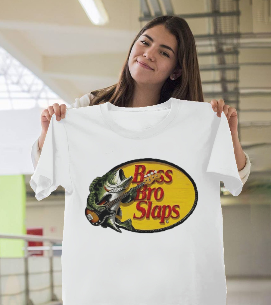 Bass Bro Slaps Fish Playing Electric Guitar T-Shirt