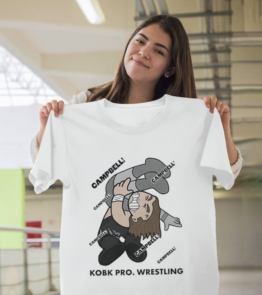 Campbell Kobk Pro Wrestling Black Gloved Wrestler Pinning Move T-Shirt