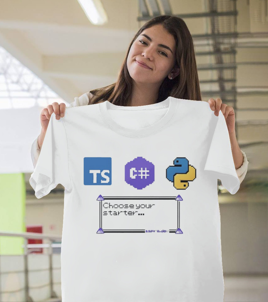 Choose Your Starter TS C# Python Pixel T-Shirt