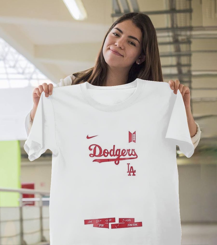 Los Angeles Dodgers BTS World Tour Tracklist Collaboration T-Shirt