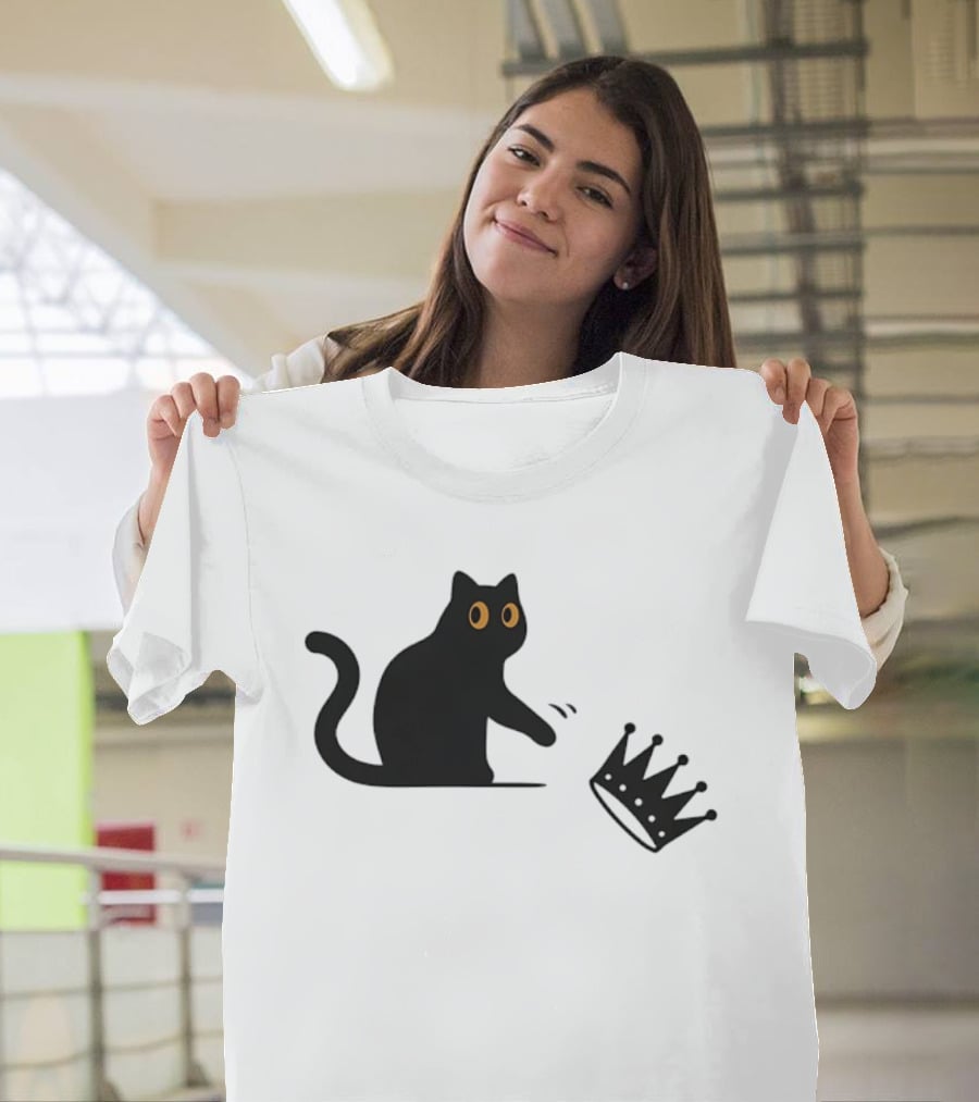 No Kings Cat 2026 Meme Black Cat And Crown T-Shirt
