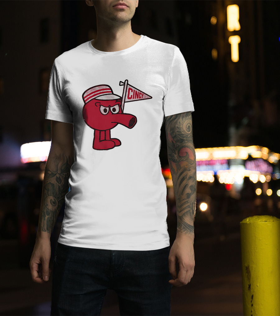 Redbert Cincinnati Reds Queen City Cincy Flag 8 Bit T-Shirt