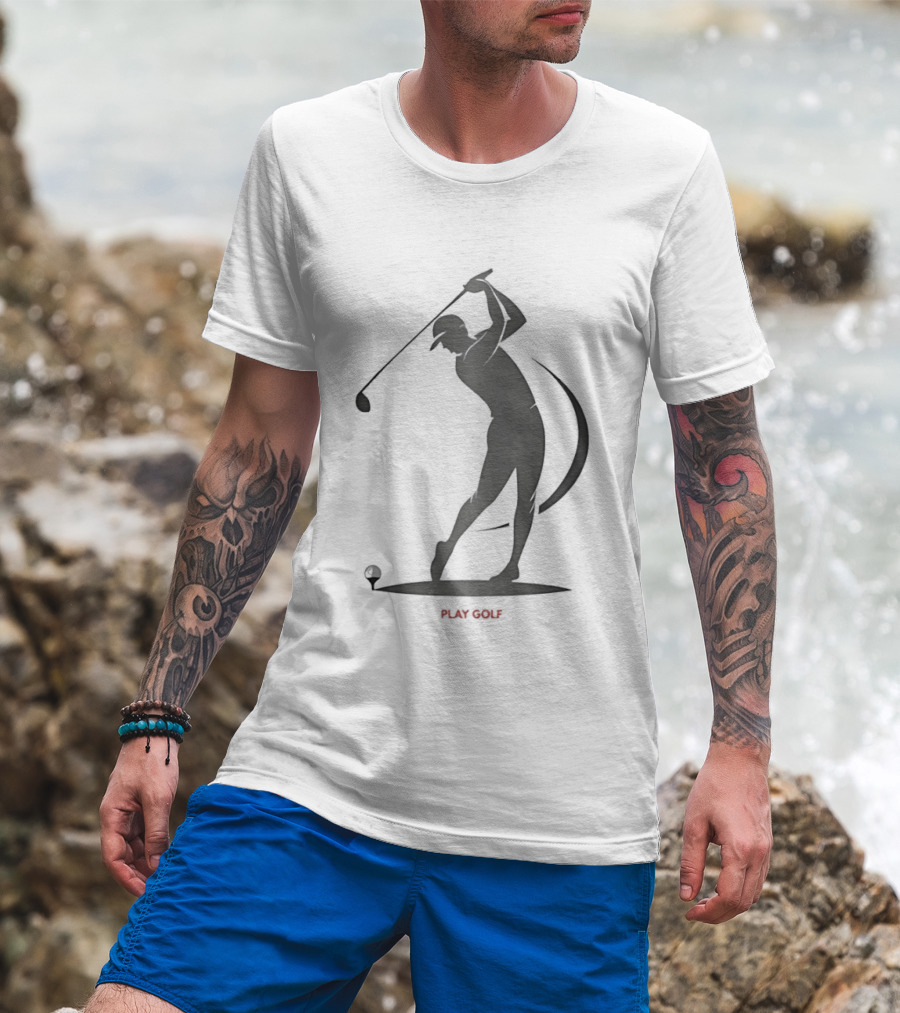 Play Golf Silhouette Of Man Swinging Club T-Shirt