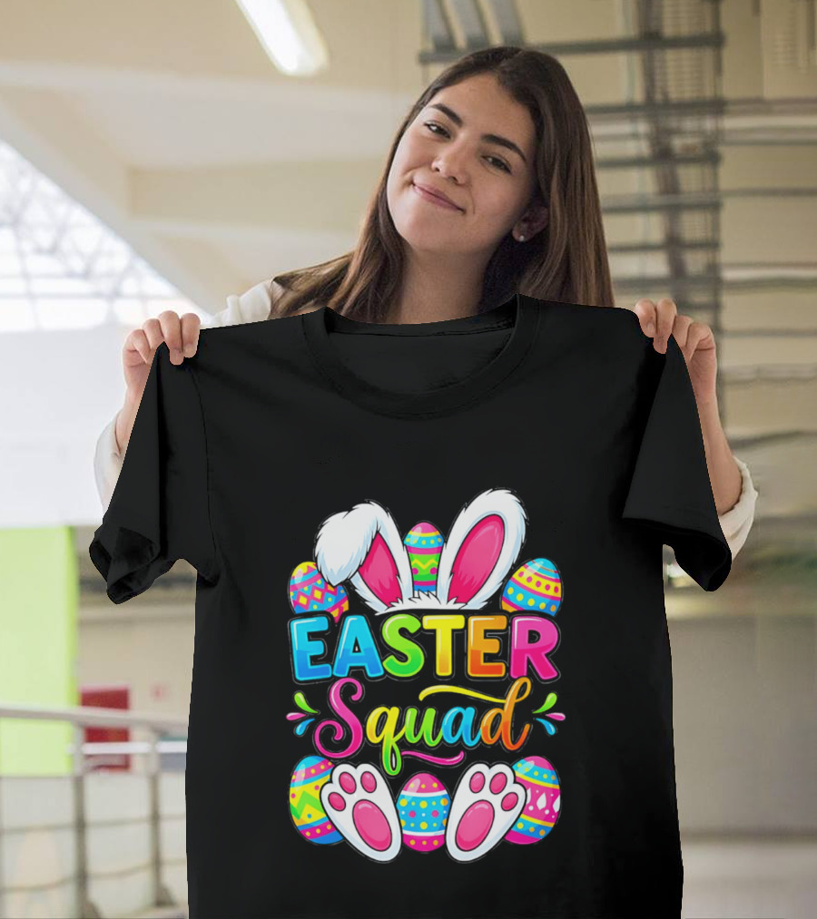Easter Squad Bunny Ears Colorful Egg Hunt Matching Family 2026 T-Shirt