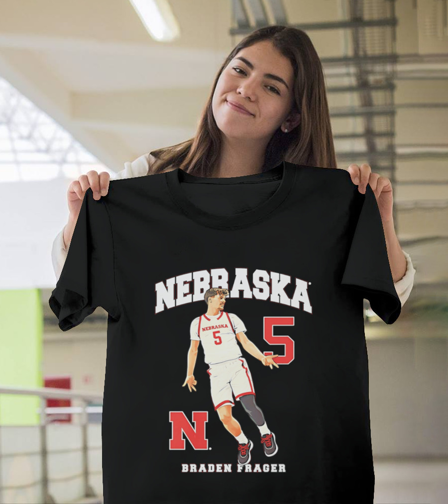 Braden Frager Nebraska Cornhuskers Basketball Number 5 N T-Shirt