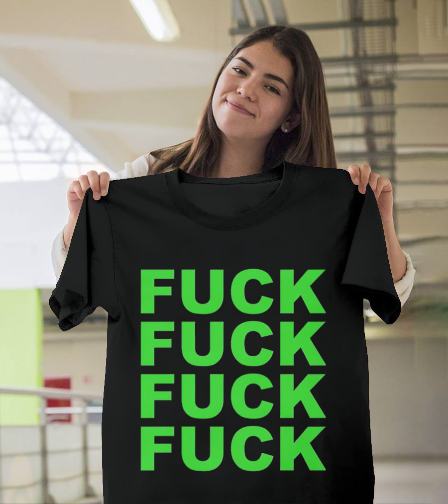 F<strong>* F</strong>* F<strong>* F</strong>* Repeated Bold Neon Green T-Shirt