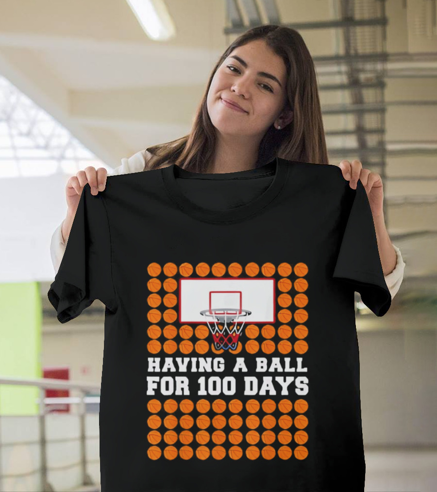 100 Days Of School Basketball Fun 100th Day Balls T-Shirt