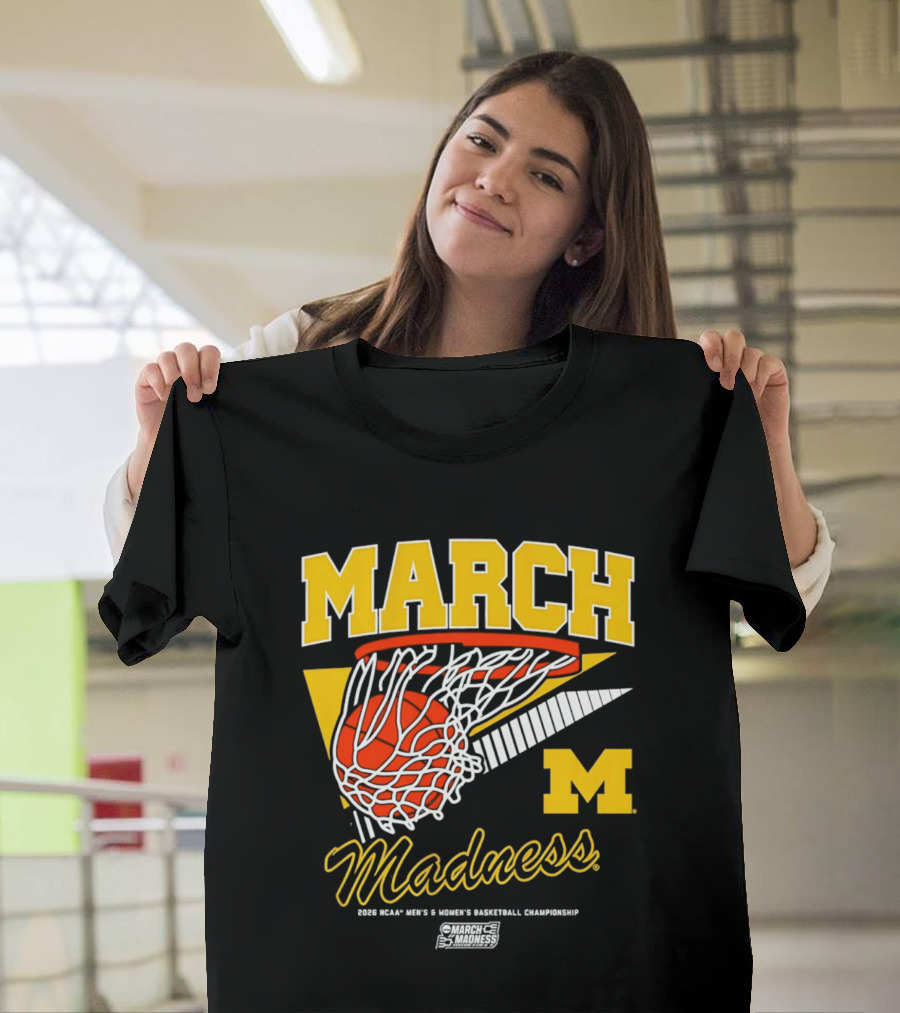 Michigan Wolverines March Madness MBB & WBB 2026 Basketball Championship Swish T-Shirt