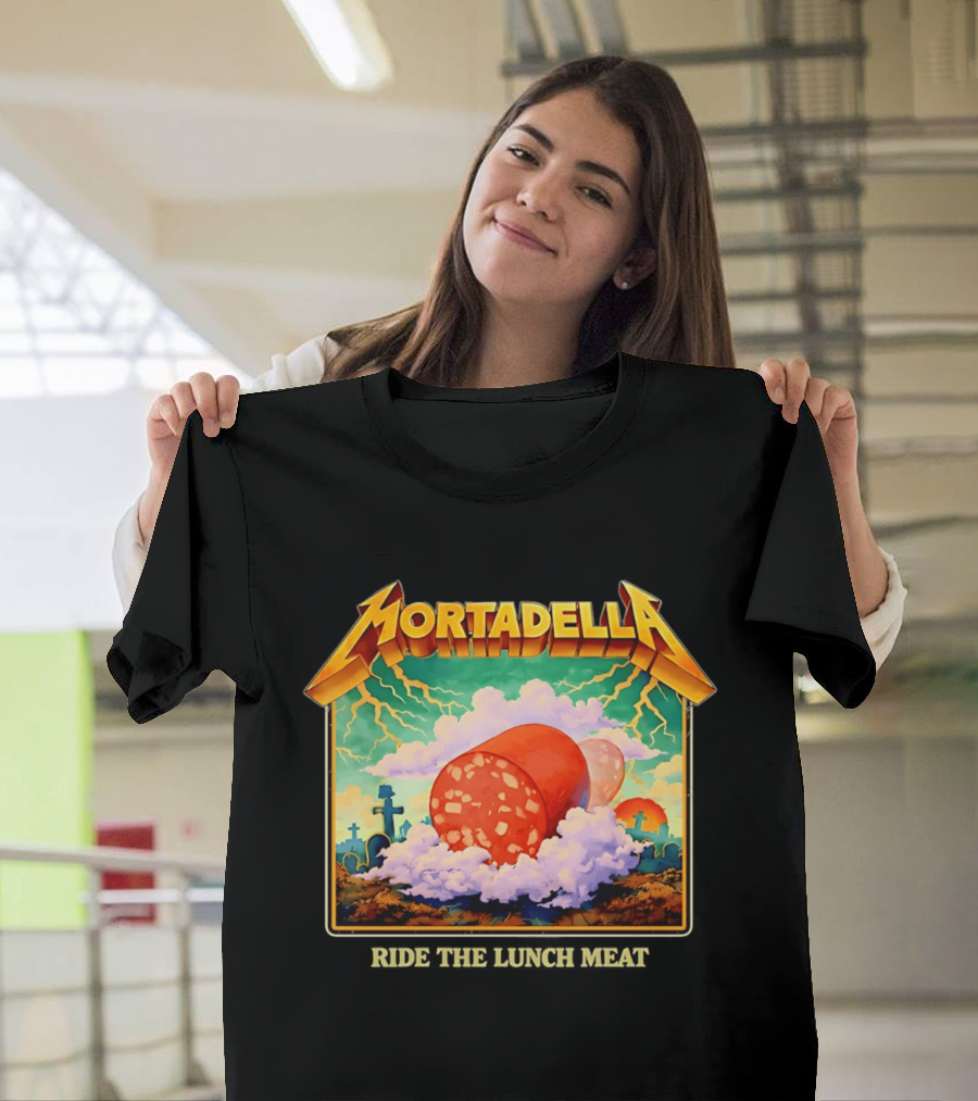 Mortadella Ride The Lunch Meat Clouds And Lightning Adventure T-Shirt