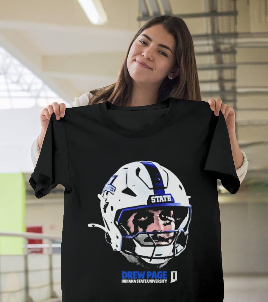 Drew Page Indiana State University Football Helmet Big Head T-Shirt