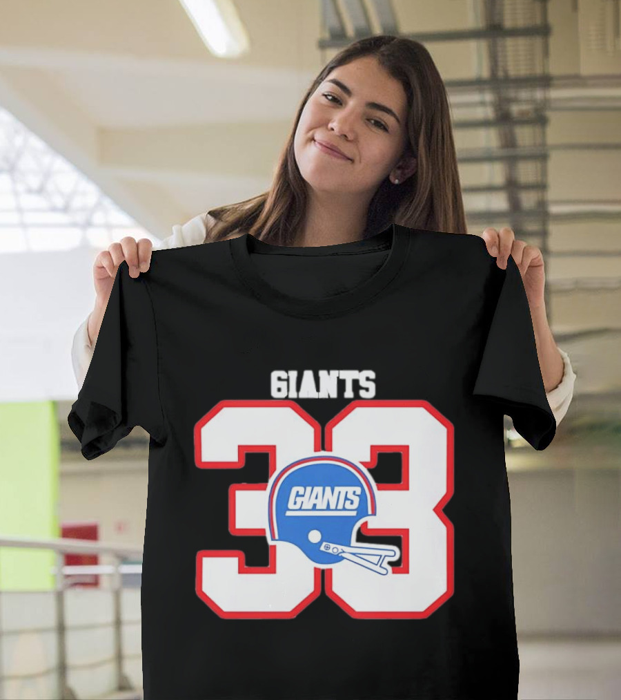 New York Giants 33 Helmet 80s Retro Football T-Shirt