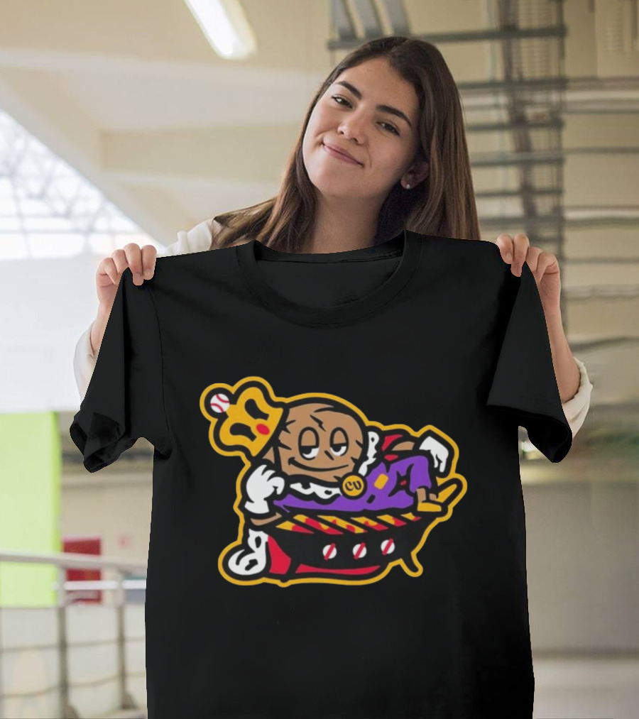 Visalia Central Valley Sir Loins Baseball King Character In Purple Robe And Crown T-Shirt