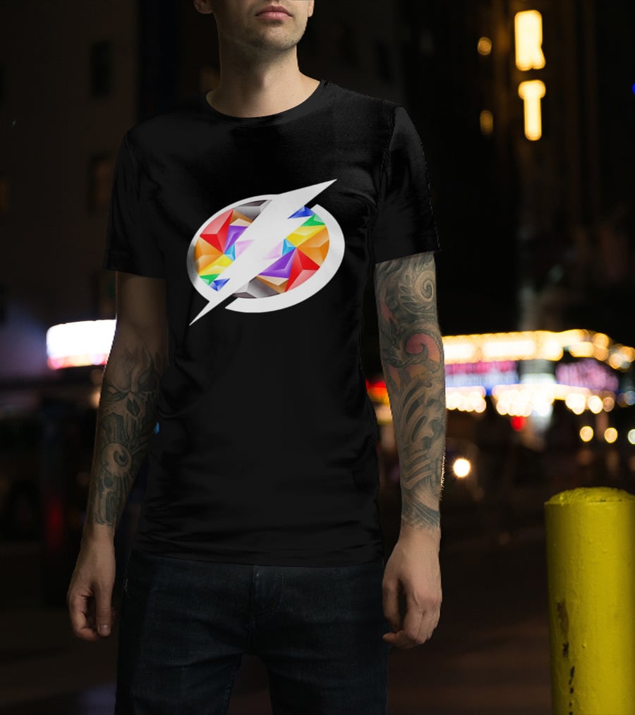 Tampa Bay Lightning Rainbow Pride Lightning Bolt T-Shirt