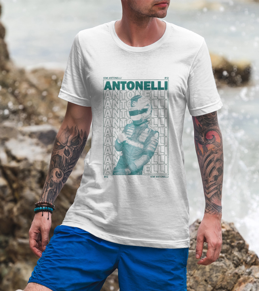 Kimi Antonelli 12 Motorsport Formula One Racing Signature Racer Print T-Shirt