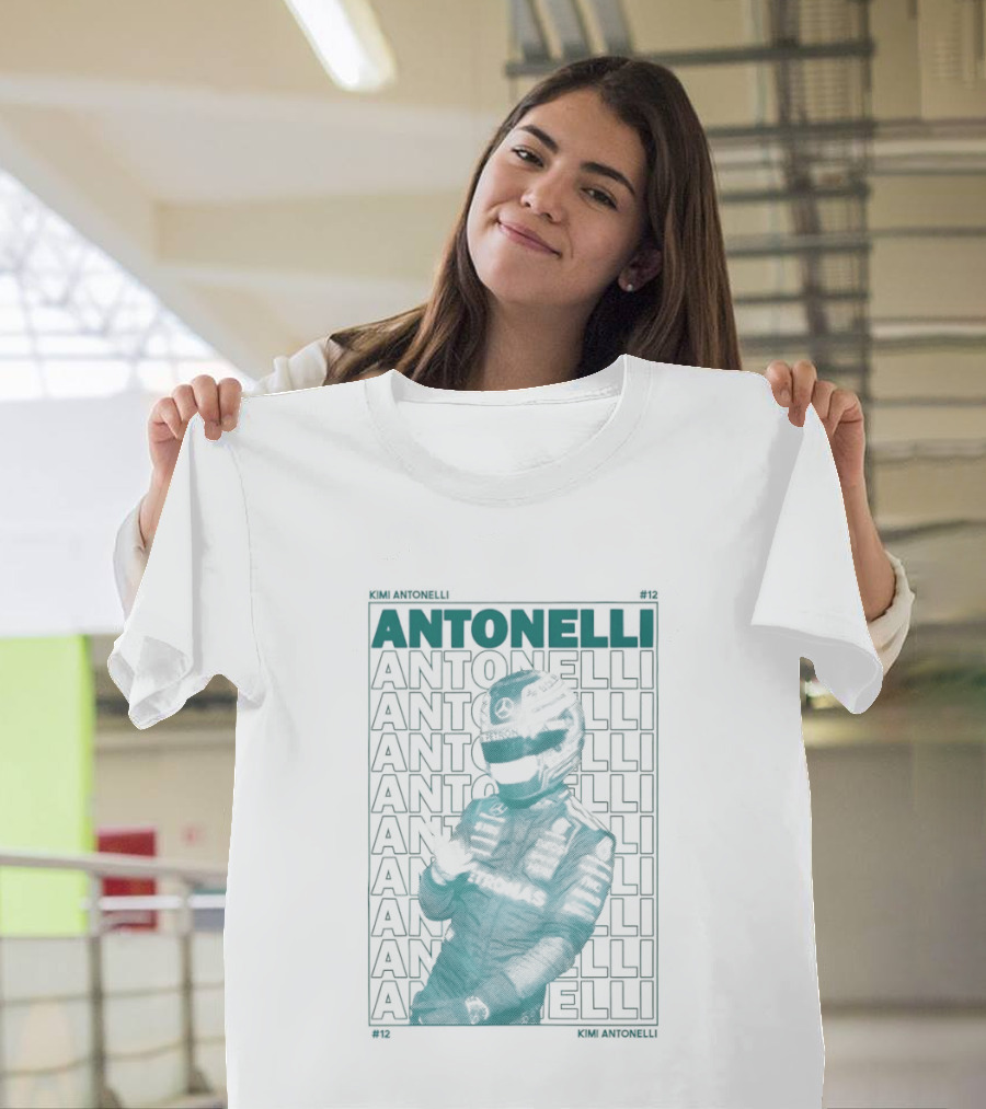 Kimi Antonelli 12 Motorsport Formula One Racing Signature Racer Print T-Shirt