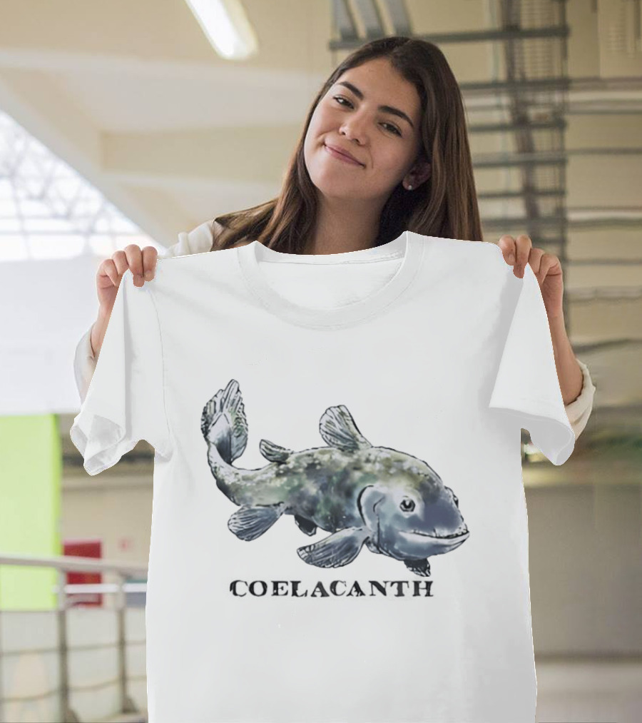 Coelacanth Fish Vintage Illustration Oceanic Creature T-Shirt
