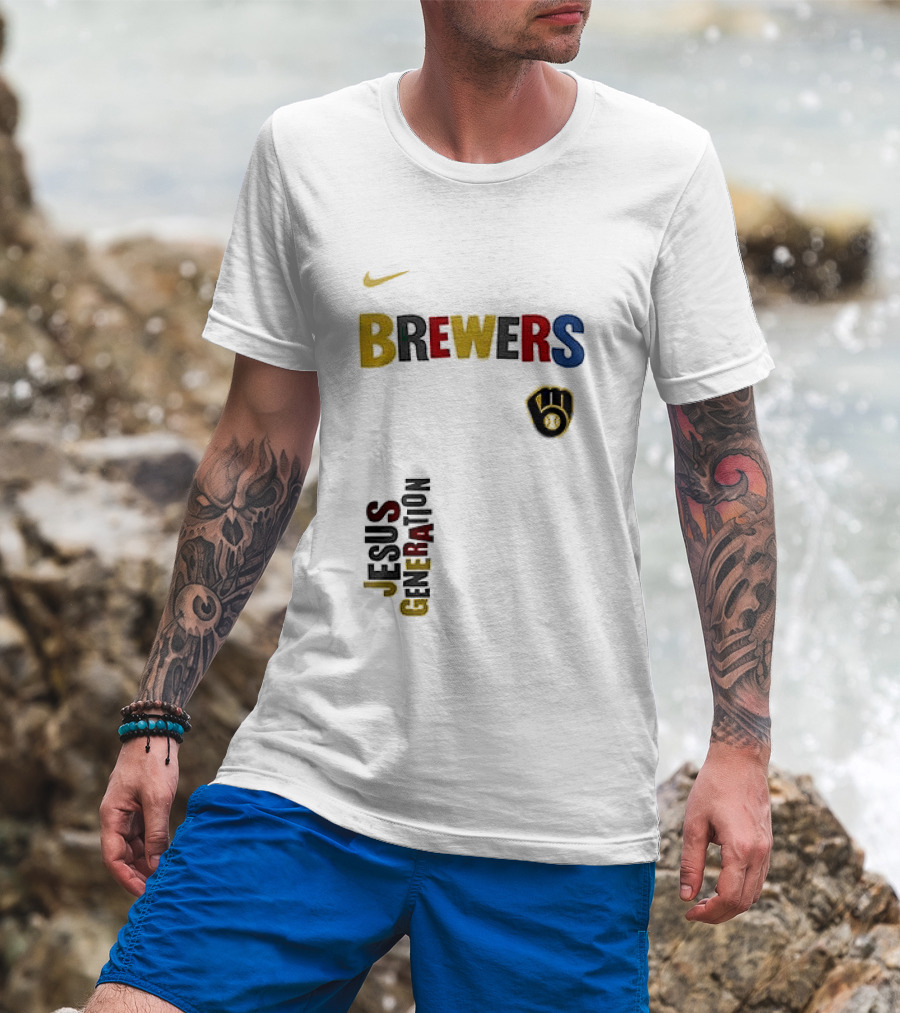 Nike Brewers Jesus Generation Tour Milwaukee Baseball T-Shirt